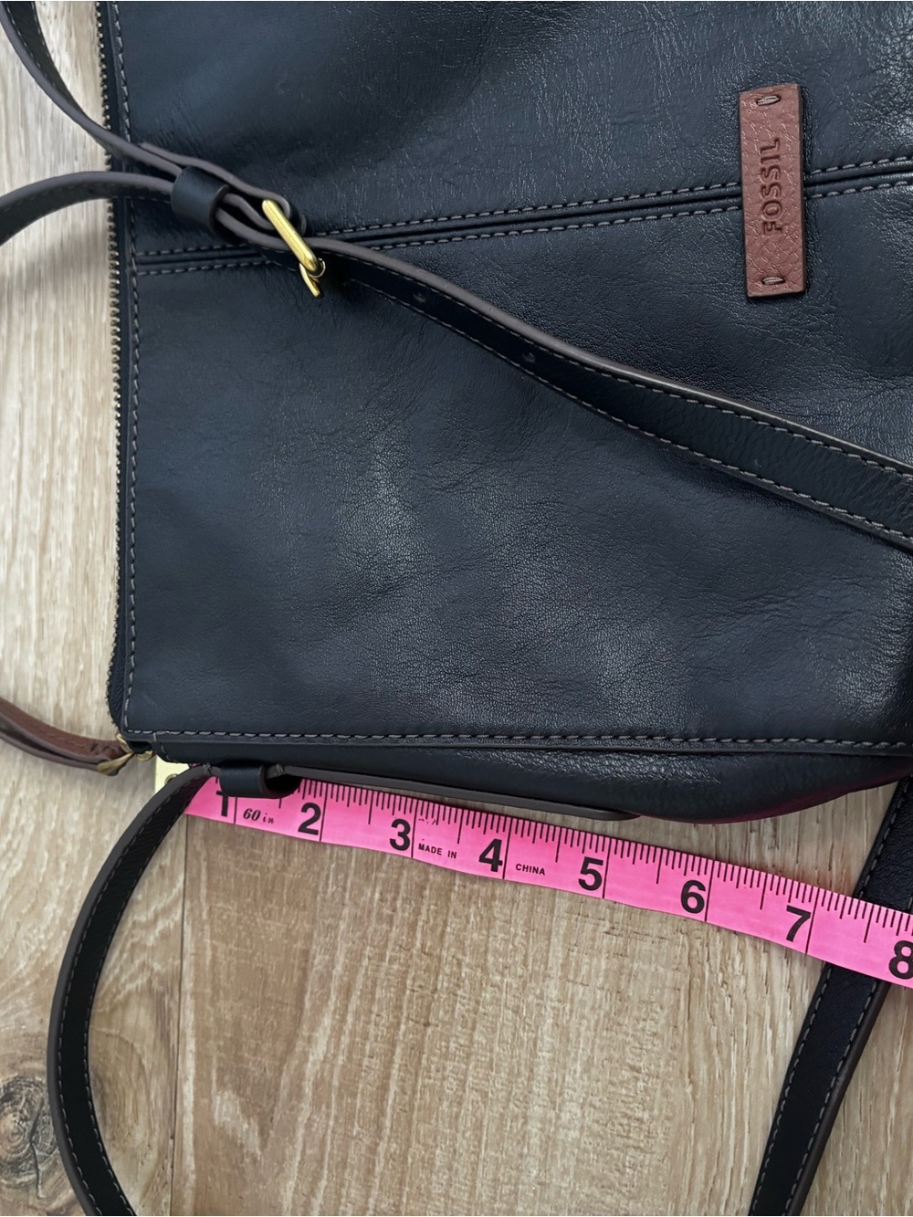 Fossil Black Leather Crossbody with Brown Logo Tab - Picture 10 of 10